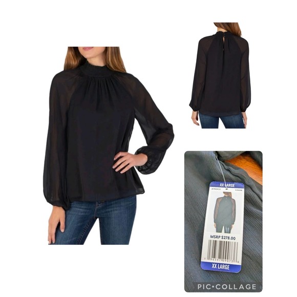 Joie Black Mock Neck Top - Picture 4 of 5
